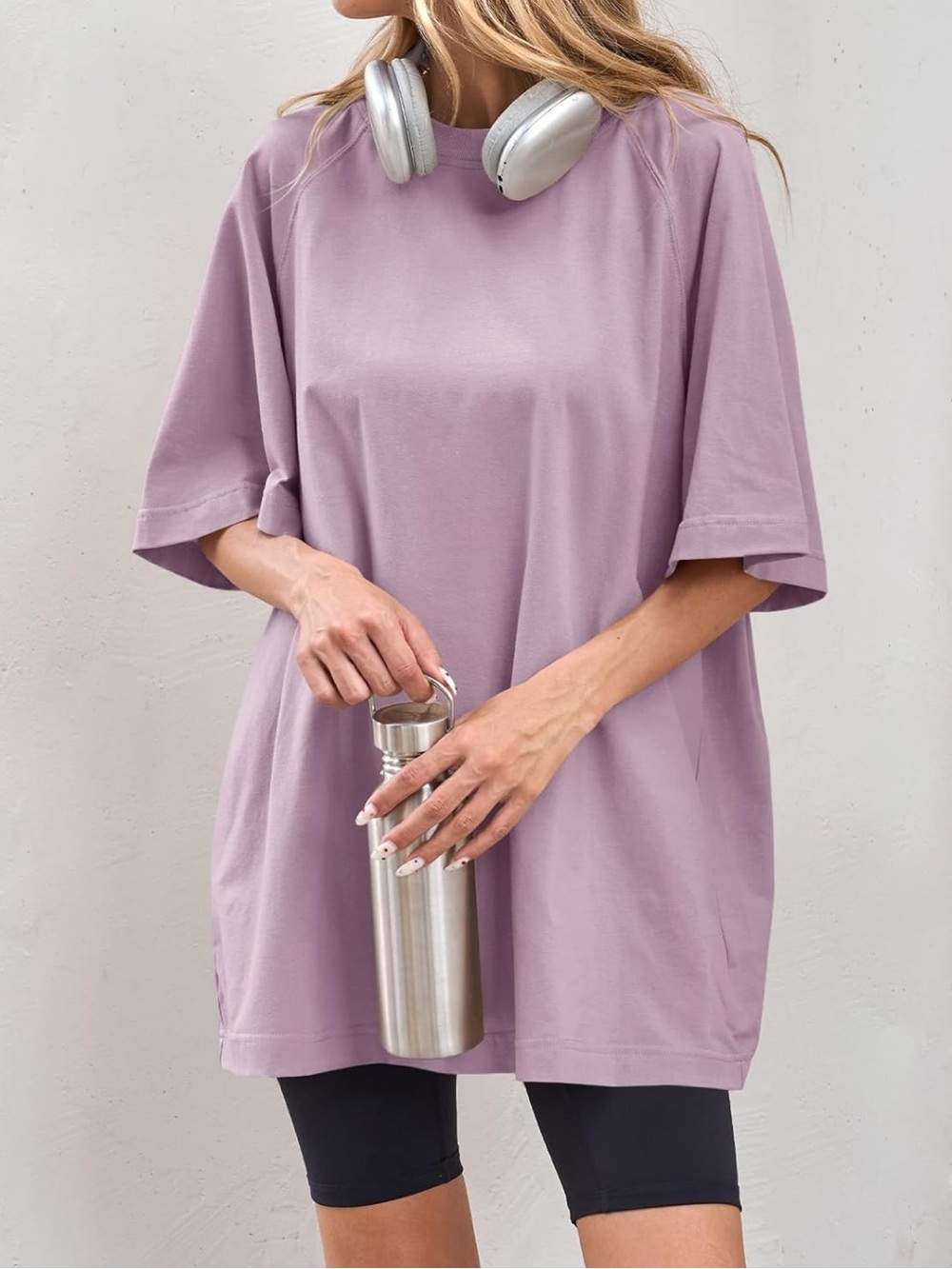 Relaxed Lilac Oversized Tee for Women